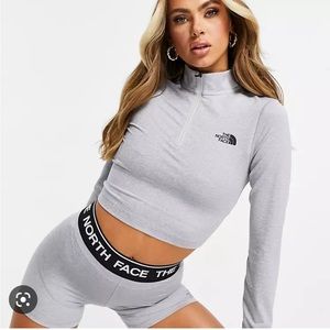 NORTH FACE long sleeve crop top grey SIZE LARGE NWOT